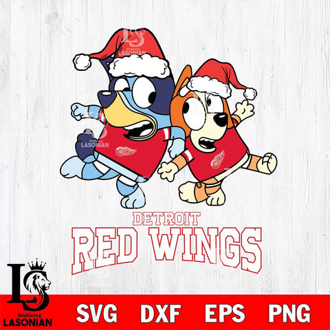 Detroit Red Wings Bluey Christmas Holiday Svg Eps Dxf Png File, Digital Download