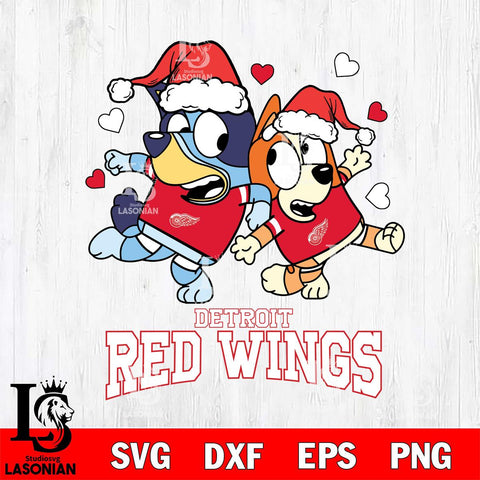 Detroit Red Wings Bluey Christmas NFL Svg Eps Dxf Png File, Digital Download