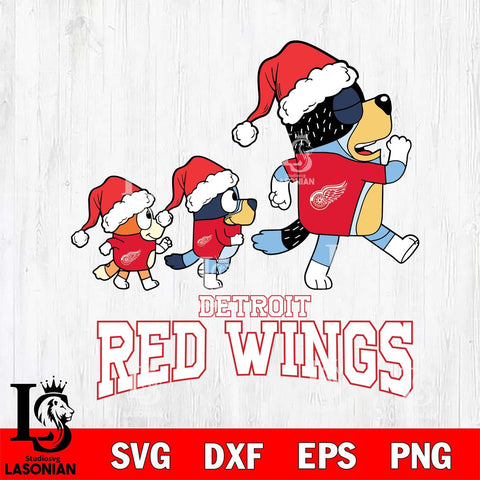 Detroit Red Wings Bluey Family Christmas Svg Eps Dxf Png File, Digital Download