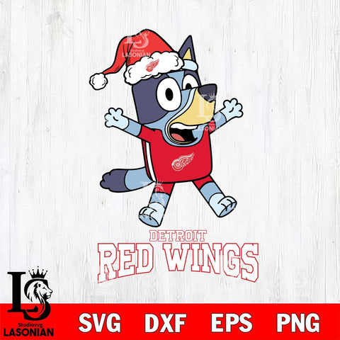 Detroit Red Wings Bluey Happy Christmas Svg Eps Dxf Png File, Digital Download