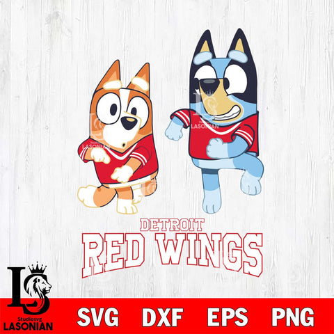 Detroit Red Wings Bluey with Chilli Dance Svg Eps Dxf Png File, Digital Download, Instant Download