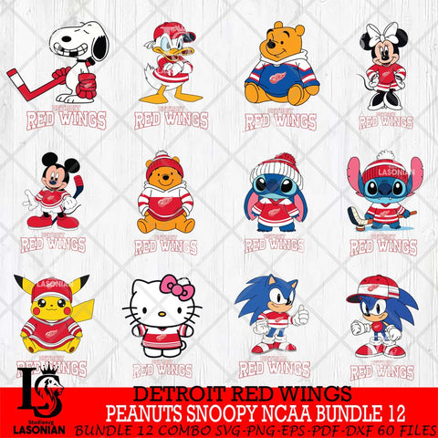 Detroit Red Wings Disney Hockey NHL Bundle 12 SVG DXF EPS PNG FILE,NHL Bundle File Cut,Disney Digital Download,Instant Download, Silhouette