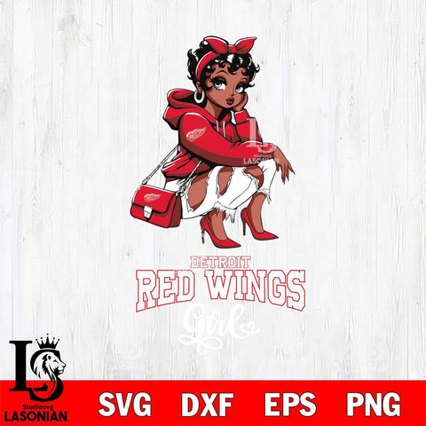 Detroit Red Wings Fashion Black Fan Girl Betty Boop, Svg Eps Dxf Png File, Digital Download