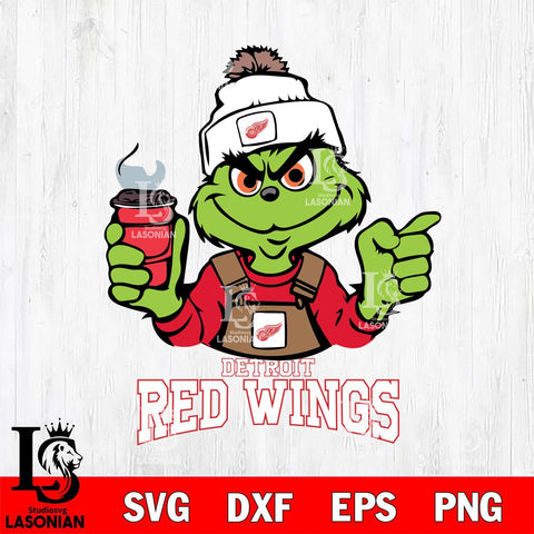Detroit Red Wings Grinch with coffee Svg Eps Dxf Png File, Digital Download, Instant Download