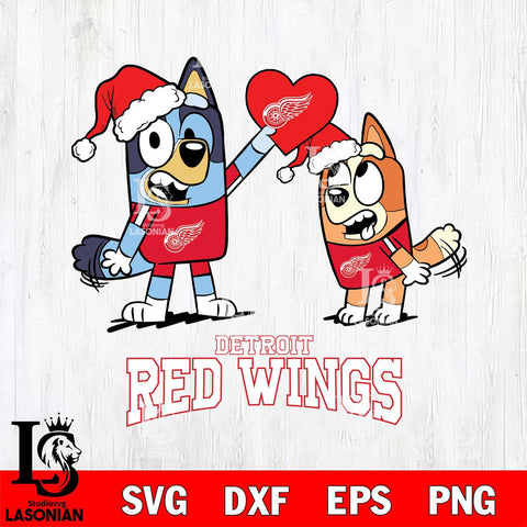 Detroit Red Wings Love Bluey Christmas Svg Eps Dxf Png File, Digital Download