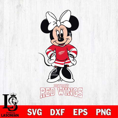 Detroit Red Wings Minnie Mouse NHL Hockey SVG DXF EPS PNG FILE,NHL File Cut,Disney Digital Download,Instant Download, Silhouette
