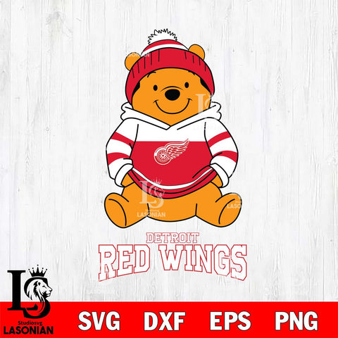 Detroit Red Wings Winnie The Pooh Hockey SVG DXF EPS PNG FILE,NHL File Cut,Disney Digital Download,Instant Download, Silhouette