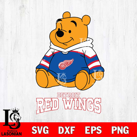 Detroit Red Wings Winnie The Pooh NHL Hockey SVG DXF EPS PNG FILE,NHL File Cut,Disney Digital Download,Instant Download, Silhouette