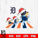 Detroit Tigers Family Bluey Walking Christmas Svg Eps Dxf Png File, Digital Download, Instant Download