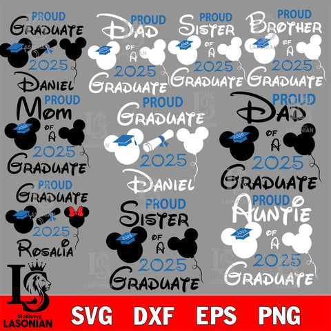 Disney Mickey Proud Family Of The 2025 Graduate bundle Svg Eps Dxf Png File, mickey File Cut,Digital Download,Instant Download,Disney Svg Files