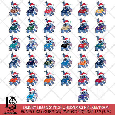 Disney Lilo & Stitch Christmas NFL ALL TEAM Svg Eps Dxf Png File, Digital Download, Instant Download