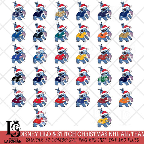 Disney Lilo & Stitch Christmas NHL ALL TEAM Svg Eps Dxf Png File, Digital Download, Instant Download