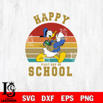 Disney duck Happy first day of school SVG DXF EPS PNG FILE, Graduation File Cut,Digital Download,Instant Download,Disney Svg Files