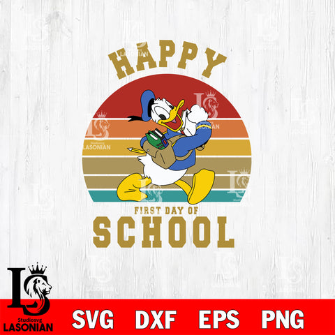 Disney duck Happy first day of school SVG DXF EPS PNG FILE, Graduation File Cut,Digital Download,Instant Download,Disney Svg Files