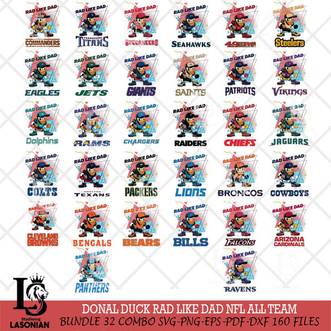 Donal Duck Rad Like Dad NFL SVG DXF EPS PNG FILE, BIG BUNDLE Disney Father day File Cut,Digital Download,Instant Download,Disney Svg Files