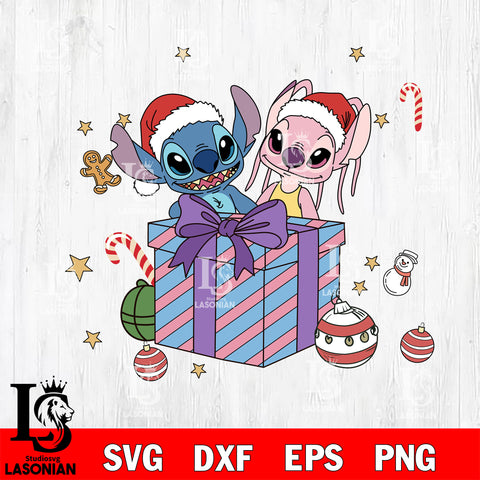 Stitch Couple Christmas SVG DXF EPS PNG FILE,Christmas SVG, Disney Digital Download,Instant Download, Silhouette