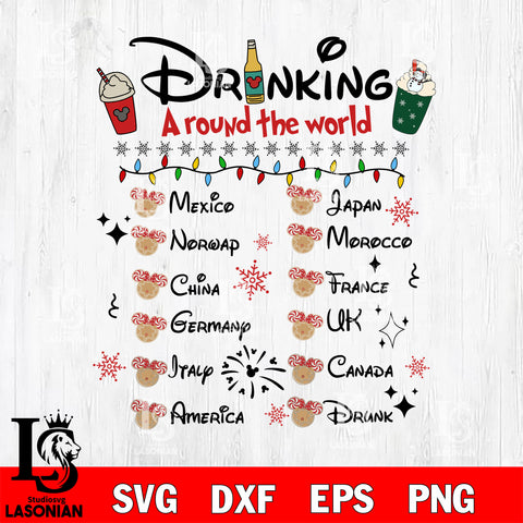 Drinking a round the world SVG DXF EPS PNG FILE,Christmas SVG, Disney Digital Download,Instant Download, Silhouette