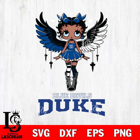 Duke Blue Devils Anglel Black Fan Girl Betty Boop, Svg Eps Dxf Png File, Digital Download