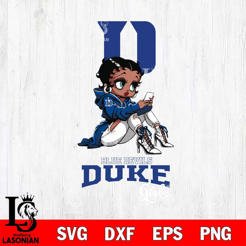 Duke Blue Devils Beauty Black Fan Girl Football, Svg Eps Dxf Png File, Digital Download