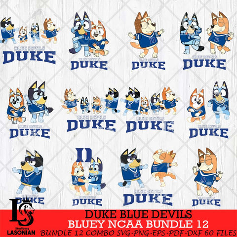 Duke Blue Devils Bluey Dace Mode NCAA Bundle 12 SVG Eps Dxf Png File, Digital Download, Instant Download