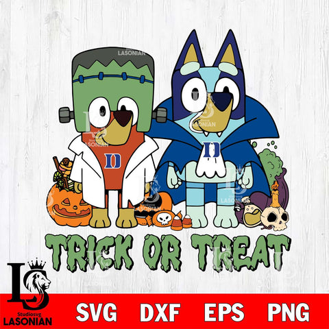 Duke Blue Devils Bluey Halloween Trick or Treat Svg Eps Dxf Png File, Digital Download, Instant Download