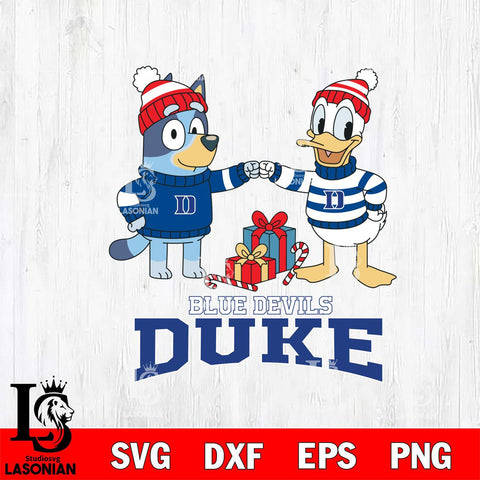 Duke Blue Devils Bluey With Donald Duck Christmas File Cut, NCAA SVG DXF EPS PNG FILE, Digital Download,Instant Download, Silhouette