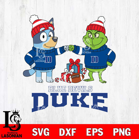 Duke Blue Devils Bluey With Grinch Christmas File Cut, NCAA SVG DXF EPS PNG FILE, Digital Download,Instant Download, Silhouette