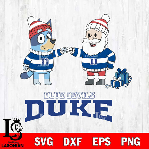 Duke Blue Devils Bluey With Satan Christmas File Cut, NCAA SVG DXF EPS PNG FILE, Digital Download,Instant Download, Silhouette