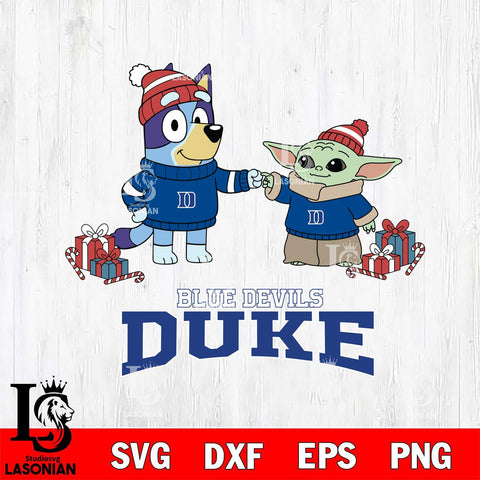 Duke Blue Devils Bluey With Yoda Christmas File Cut, NCAA SVG DXF EPS PNG FILE, Digital Download,Instant Download, Silhouette