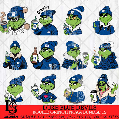 Duke Blue Devils Boujee Grinch NCAA Bundle 12 SVG Eps Dxf Png File, Digital Download, Instant Download