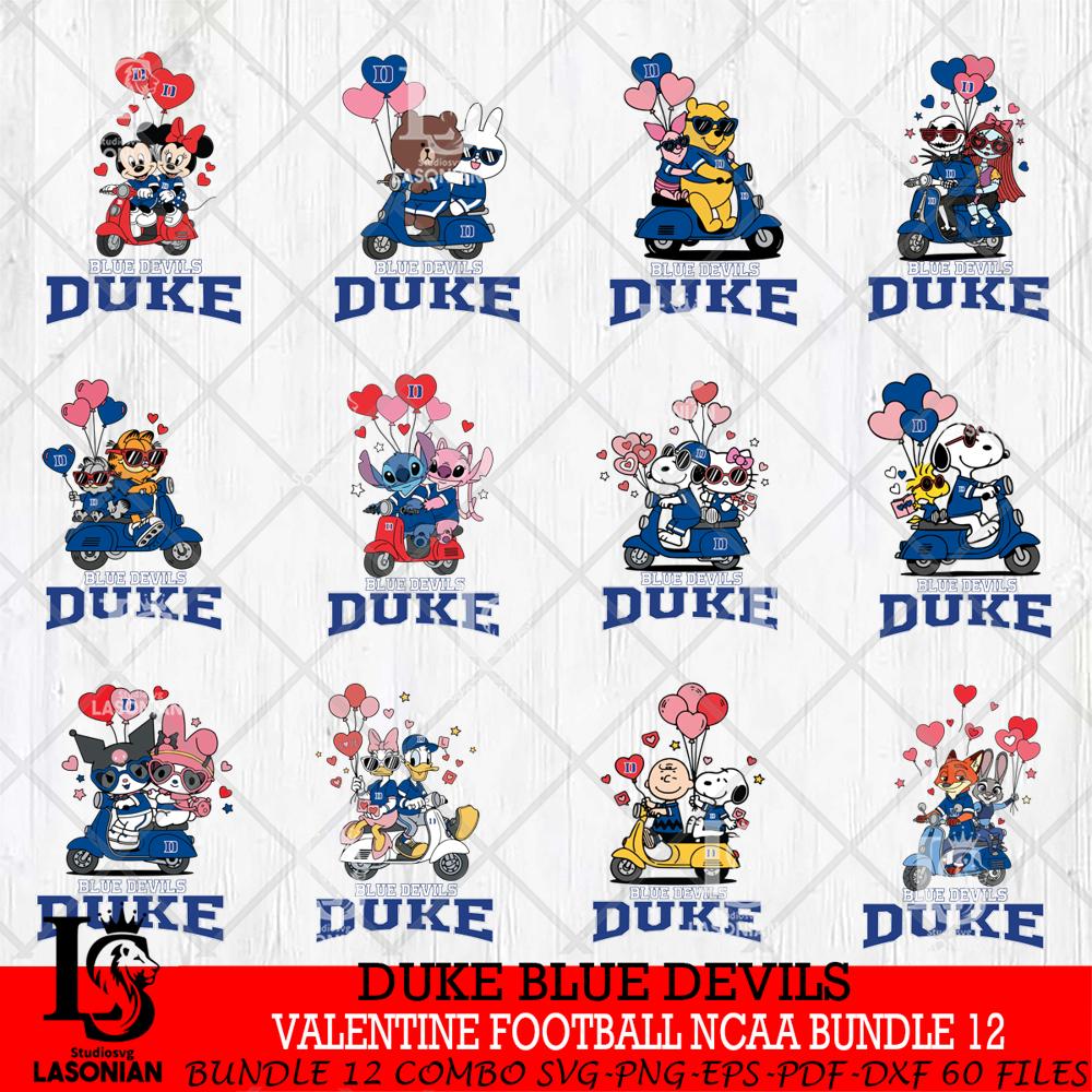 Duke Blue Devils Cartoon Valentine NCAA Bundle File Cut, NCAA SVG DXF ...