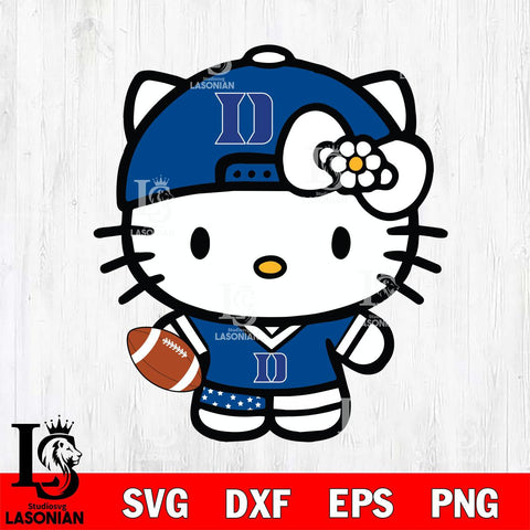 Duke Blue Devils Cute Hello Kitty Football 10 Svg Eps Dxf Png File, NCAA svg, Digital Download, Instant Download