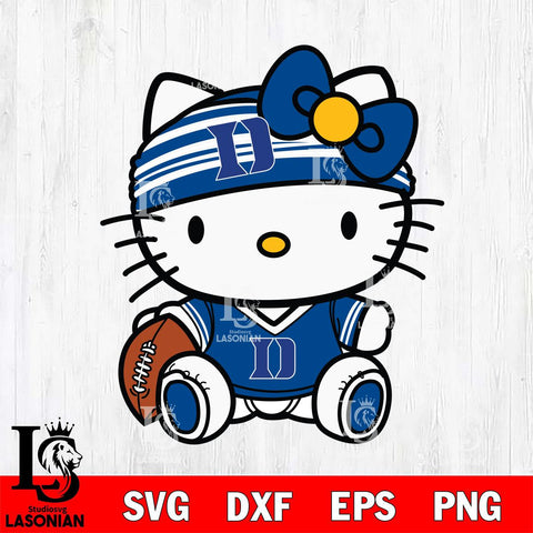 Duke Blue Devils Cute Hello Kitty Football 12 Svg Eps Dxf Png File, NCAA svg, Digital Download, Instant Download
