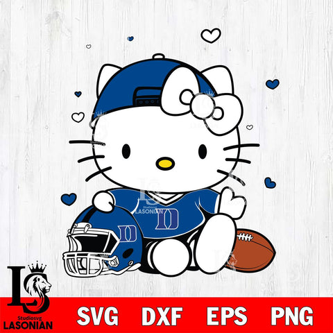 Duke Blue Devils Cute Hello Kitty Football Svg Eps Dxf Png File, NCAA svg, Digital Download, Instant Download