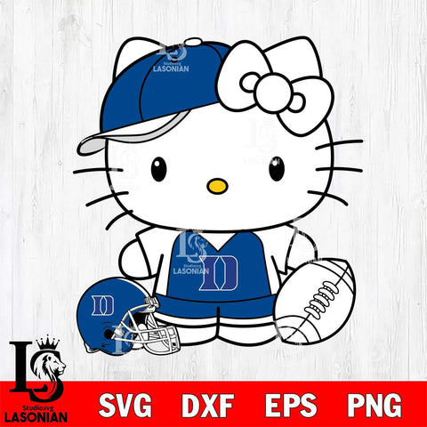 Duke Blue Devils Cute Hello Kitty Football 4 Svg Eps Dxf Png File, NCAA svg, Digital Download, Instant Download