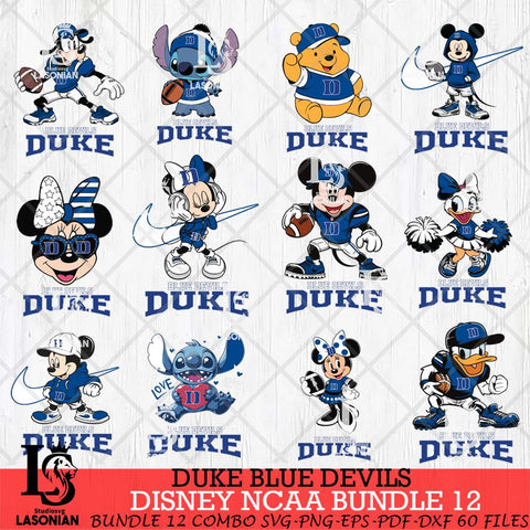 Duke Blue Devils Disney NCAA Bundle Svg PNG 12 Svg Eps Dxf Png File, Digital Download