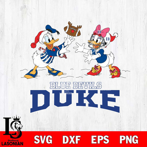Duke Blue Devils Donald Duck & Daisy Duck Football Cricut,Christmas SVG DXF EPS PNG FILE, NCAA Digital Download,Instant Download, Silhouette