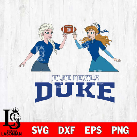 Duke Blue Devils Elsa & Anna Football Cricut,Christmas SVG DXF EPS PNG FILE, NCAA Digital Download,Instant Download, Silhouette