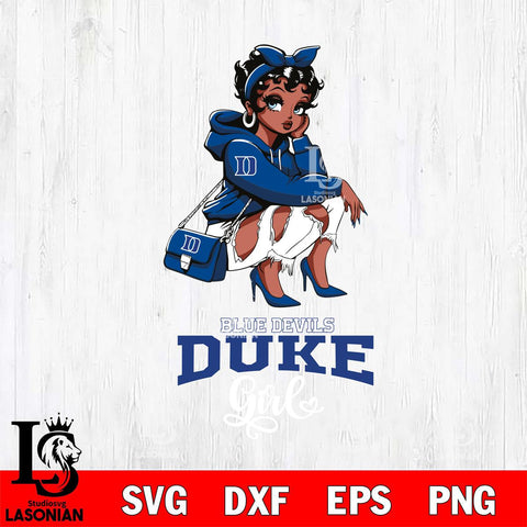 Duke Blue Devils Fashion Black Fan Girl Betty Boop, Svg Eps Dxf Png File, Digital Download