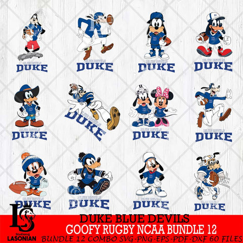 Duke Blue Devils Goofy Rugby Disney NCAA Bundle 12 SVG DXF EPS PNG FILE,NCAA bundle svg ,Football Digital Download,Instant Download, Silhouette