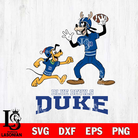 Duke Blue Devils Goofy & Pluto Football Cricut,Christmas SVG DXF EPS PNG FILE, NCAA Digital Download,Instant Download, Silhouette