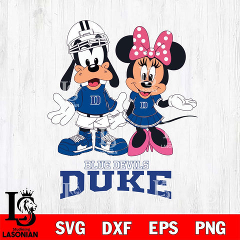 Duke Blue Devils Goofy and Minnie mouse Football SVG DXF EPS PNG FILE,NCAA svg ,Football Digital Download,Instant Download, Silhouette