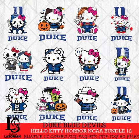 Duke Blue Devils Hello Kitty Horror NCAA Bundle 12 SVG Svg Eps Dxf Png File, Digital Download