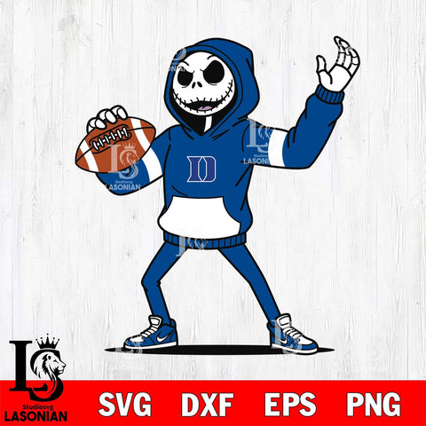 Duke Blue Devils Jack Skellington Football Christmas File Cut, NCAA SVG DXF EPS PNG FILE, Digital Download , Criucut , Silhouette