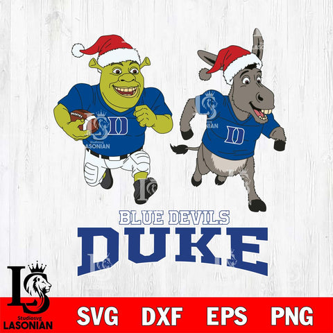 Duke Blue Devils Shrek and Donkey Football Cricut,Christmas SVG DXF EPS PNG FILE, NCAA Digital Download,Instant Download, Silhouette