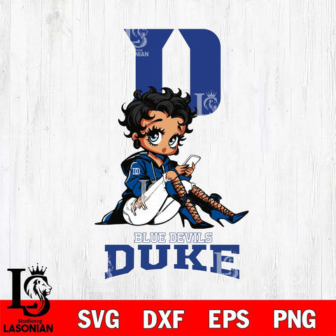 Duke Blue Devils Style Black Fan Girl Betty Boop, Svg Eps Dxf Png File, Digital Download