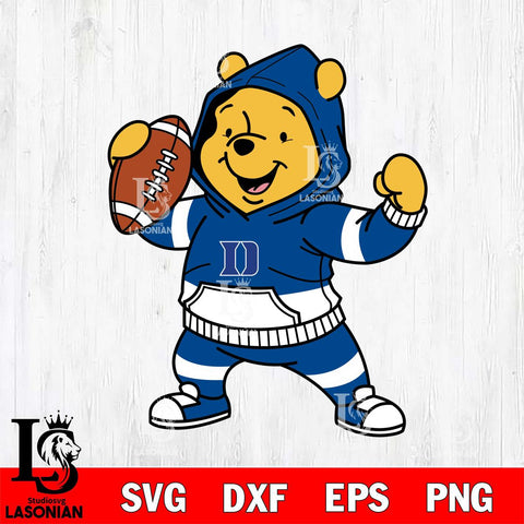 Duke Blue Devils Winnie The Pooh Disney Football Christmas File Cut, NCAA SVG DXF EPS PNG FILE, Digital Download , Criucut , Silhouette