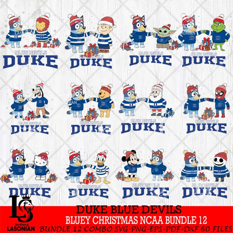 Duke Blue Devils  Bluey friends christmas NCAA Bundle File Cut,Bundle NCAA SVG DXF EPS PNG FILE, Digital Download,Instant Download, Silhouette