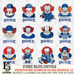 Duke Blue Devils  Pennywise Horror NCAA Bundle 12 SVG Svg Eps Dxf Png File, Digital Download