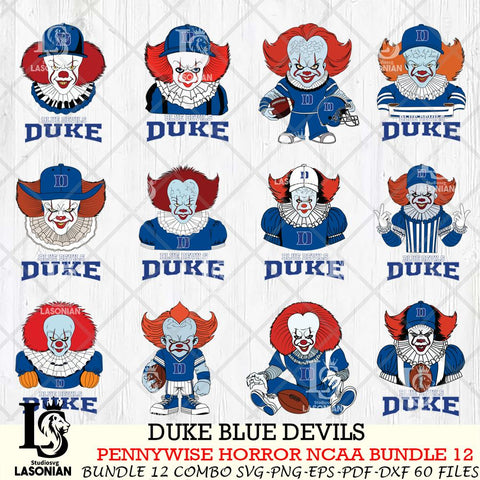 Duke Blue Devils  Pennywise Horror NCAA Bundle 12 SVG Svg Eps Dxf Png File, Digital Download